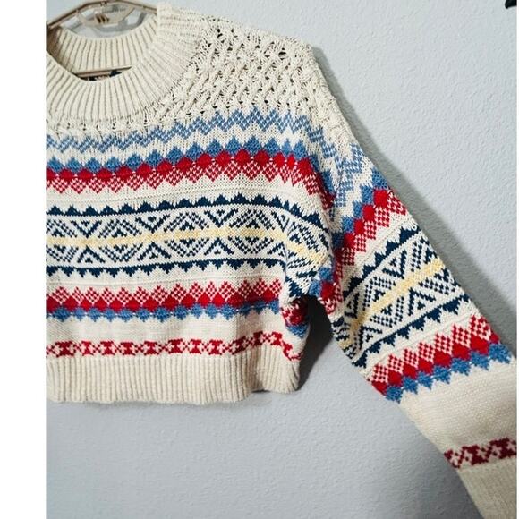 NEW Polo Ralph Lauren Nordic Fair Isle Cotton-Linen Sweater Crop Slouchy Sz XXL - Picture 9 of 12